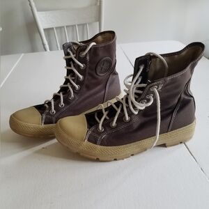 Converse All Star Hi Top Sneakers 10 Women's 11.5 Brown Tan